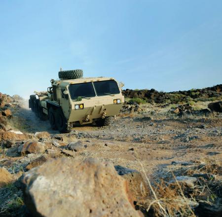 A Palletized Load System, which can be optionally unmanned as part of the Army Leader-Follower program. Photo: Oshkosh Defense