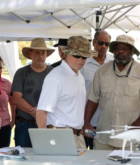 Tom Oatmeyer, Chief Pilot for the Airborne International Response Team (AIRT) trains remote pilots for UAS disaster operations during Disaster Camp 2018 in Miami. Photo: Javier Galeano