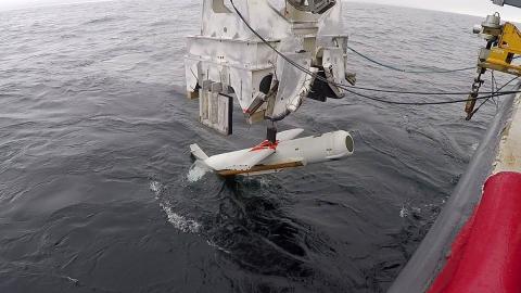 The AQS-20C mine-hunting sonar, shown here being lowered into the Gulf of Mexico, is supported in the FY2020 budget request. Photo: U.S. Navy/Eddie Green The AQS-20C mine-hunting sonar, shown here being lowered into the Gulf of Mexico, is supported in the FY2020 budget request. Photo: U.S. Navy/Eddie Green