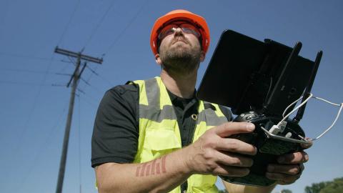 Matthew Peterson, UAS flight operations manager at Progress Rail, a Caterpillar company, conducts UAS operations for KDOT. Photo: Airmap