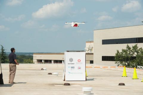 Matternet's UAS lands on the roof of WakeMed Regional Hospital. Photo: North Carolina Department of Transportation Matternet's UAS lands on the roof of WakeMed Regional Hospital. Photo: North Carolina Department of Transportation