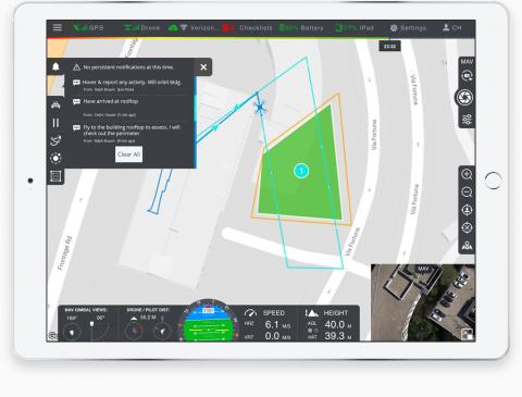 Dronesense app from pilot perspective. Photo: Parrot