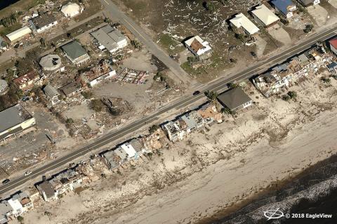 Eagle View Technologies has received its first post-event images in the wake of Hurricane Michael. Photo: Eagle View Technologies