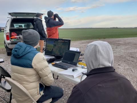 UAS students in the Advanced Fixed Wing Operations class perform a beyond visual line of sight flight. Photo: Kansas State Polytechnic