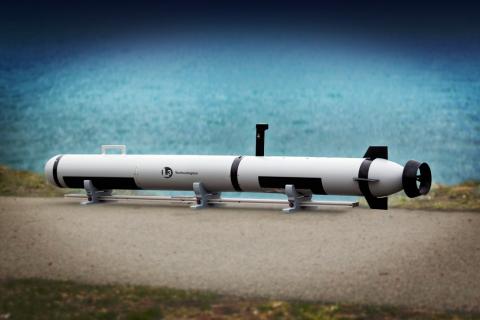 L3 Technologies' Iver Precision Workhorse AUV with low-drag side scan and bathymetry transducers. Photo courtesy of L3 Technologies.