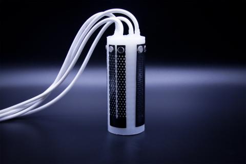 MIT researchers have created a “sensorized” skin, made with kirigami-inspired sensors, that gives soft robots greater awareness of the motion and position of their bodies. Credits: Ryan L. Truby, MIT CSAIL