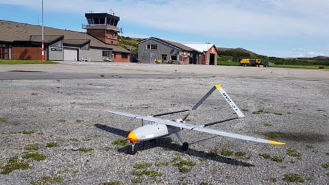 The Penguin B drone upon landing in Rorvik, Norway. Photo: Maritime Robotics