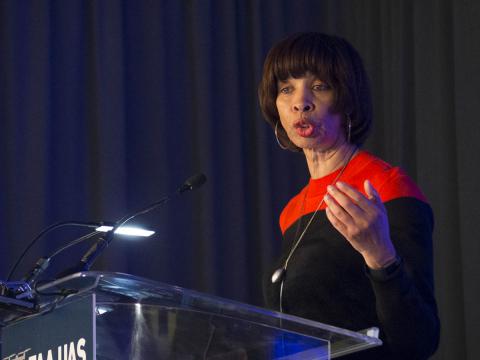 Baltimore Mayor Pugh addresses the FAA UAS Symposium. Photo: AUVSI Baltimore Mayor Pugh addresses the FAA UAS Symposium. Photo: AUVSI