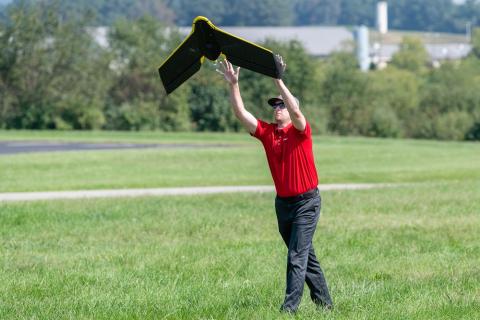 State Farm drone pilots conduct drone flights with Mid-Atlantic Aviation Partnership (MAPP) at Virginia Tech. Photo courtesy of Virginia Tech Mid-Atlantic Aviation Partnership