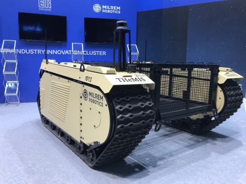 Milrem Robotics' autonomous THeMIS unmanned ground vehicle Type 4 on display at UMEX 2018. (Photo: Business Wire)