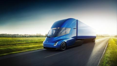 Tesla's fully electric semitruck, which is equipped with Enhanced Autopilot, the second generation of Tesla's semiautonomous technology. Photo courtesy of Tesla.