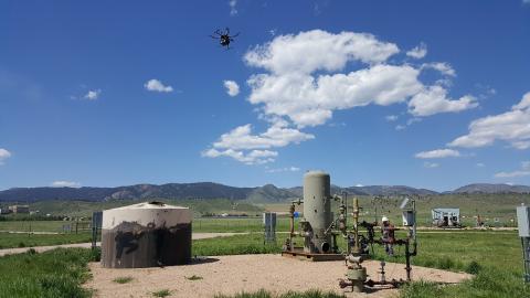 While participating in the Mobile Methane Monitoring Challenge, ULC Robotics and Los Gatos Research (LGR) deployed their patented UAS-based sensor to identify the source of controlled methane leaks. Photo: ULC Robotics