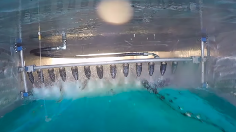 Blue Impact's Vorax disperses oil spills with water jets. Photo: Blue Impact